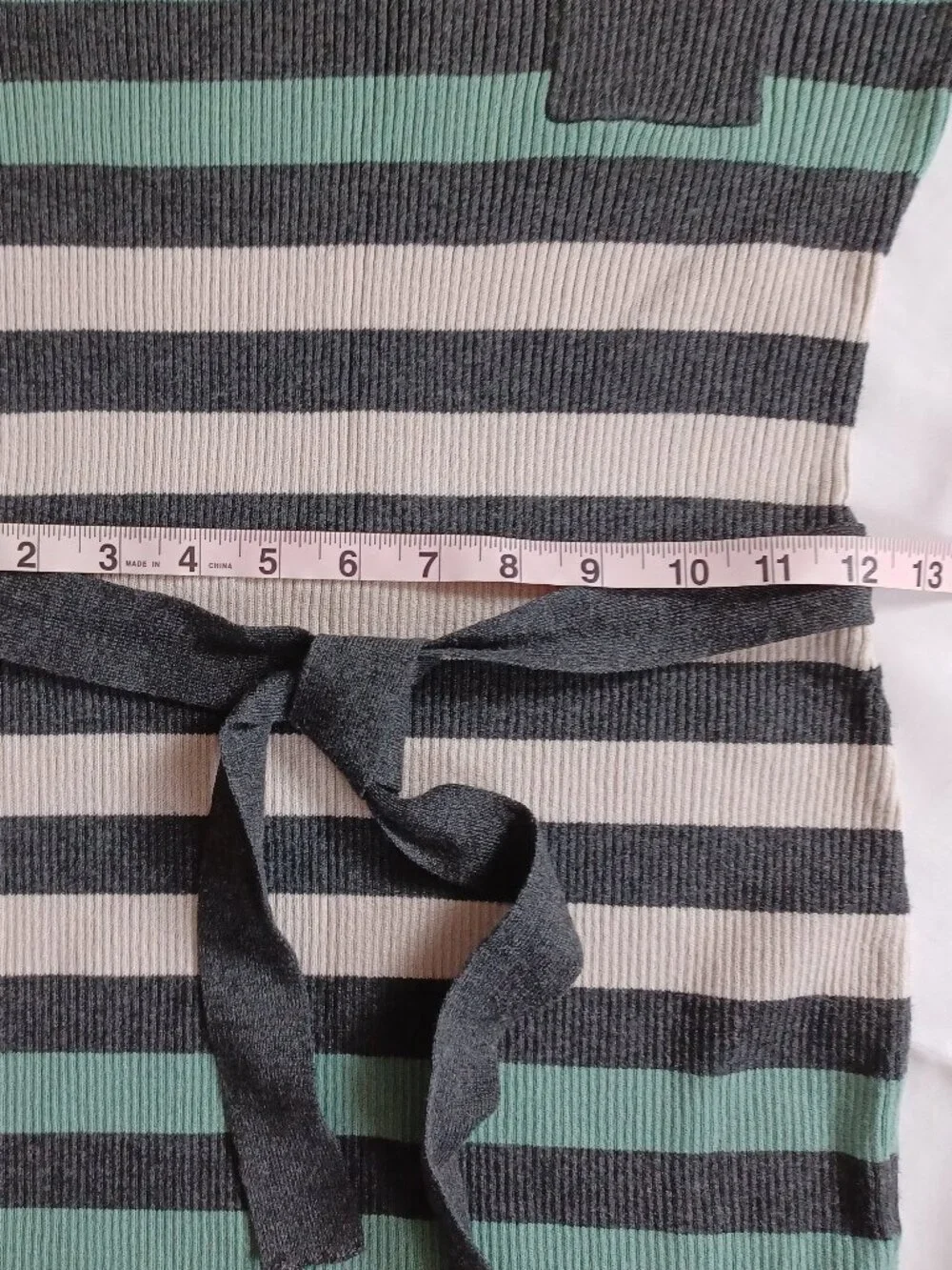 Pink Rose Big Girls Sweater Dress Ribbed Knit Striped Gray Green Bodycon Size L